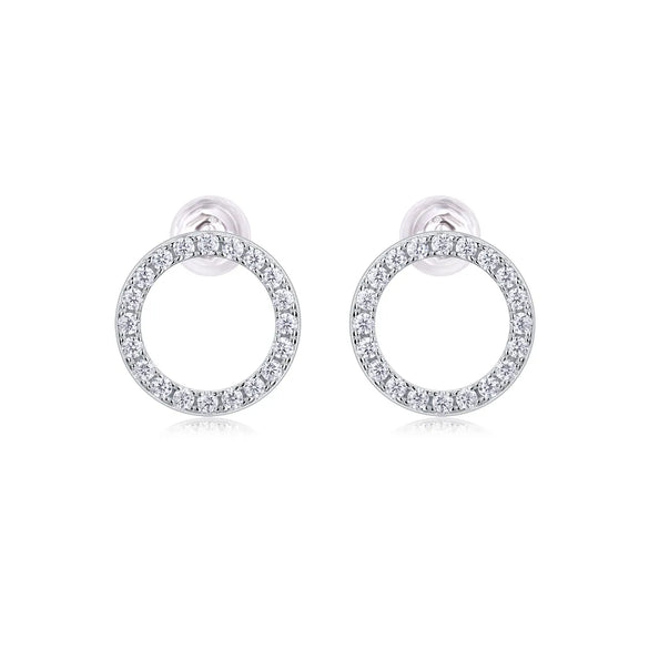 Simple Style Shiny Circle Sterling Silver Gra Plating Inlay Moissanite 18k Gold Plated Ear Studs