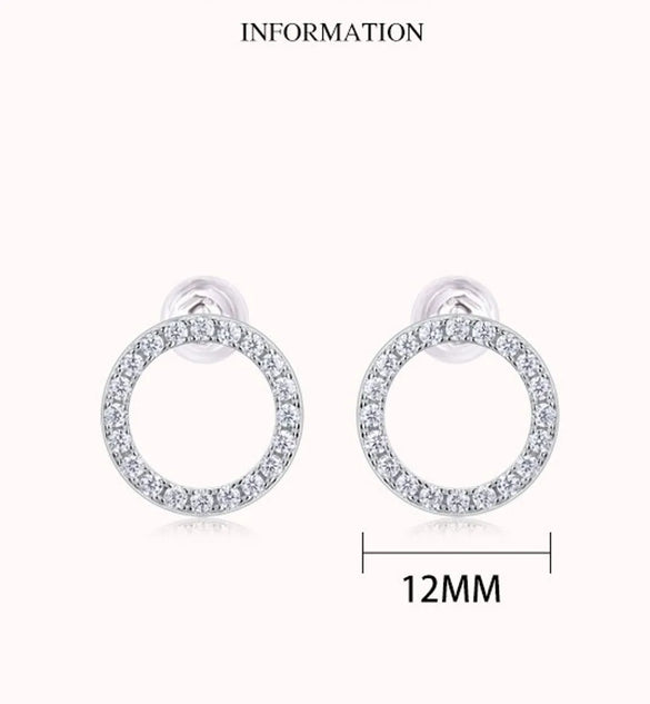 Simple Style Shiny Circle Sterling Silver Gra Plating Inlay Moissanite 18k Gold Plated Ear Studs