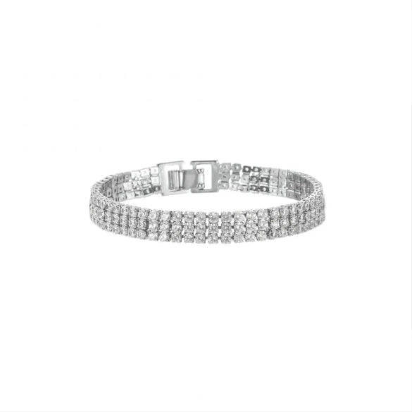 Simple Style Shiny Round Solid Color Copper Plating Inlay Zircon 18k Gold Plated Bracelets