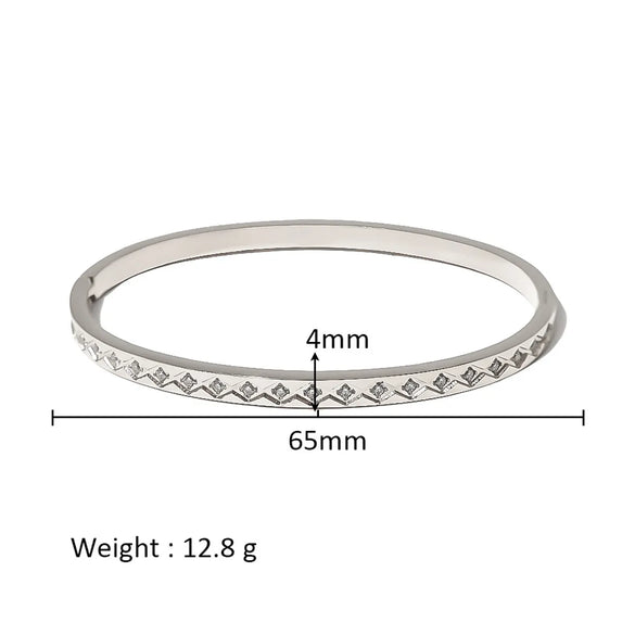 Simple Style Shiny Solid Color 316L Stainless Steel  18K Gold Plated Zircon Bangle In Bulk