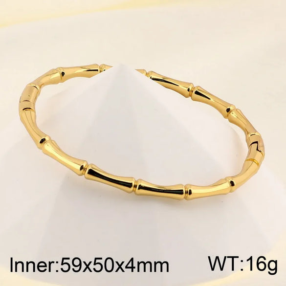 Simple Style Solid Color 304 Stainless Steel 18K Gold Plated Bangle In Bulk