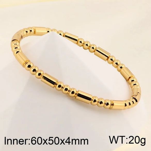 Simple Style Solid Color 304 Stainless Steel 18K Gold Plated Bangle In Bulk