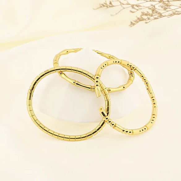 Simple Style Solid Color 304 Stainless Steel 18K Gold Plated Bangle In Bulk