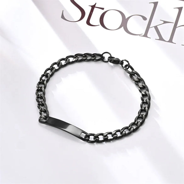 Simple Style Solid Color 304 Stainless Steel Plating Unisex Bracelets Men Chain Bracelets