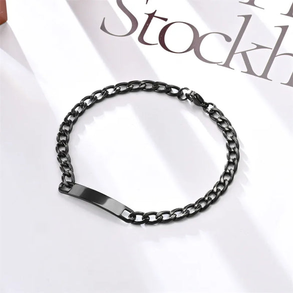 Simple Style Solid Color 304 Stainless Steel Plating Unisex Bracelets Men Chain Bracelets