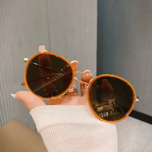 Simple Style Solid Color Ac Round Frame Full Frame Women'S Sunglasses