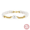 Simple Style Solid Color Freshwater Pearl Sterling Silver 14K Gold Plated Bracelets In Bulk