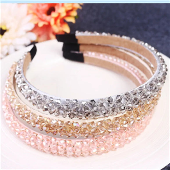 Simple Style Solid Color Rhinestone Inlay Crystal Hair Band