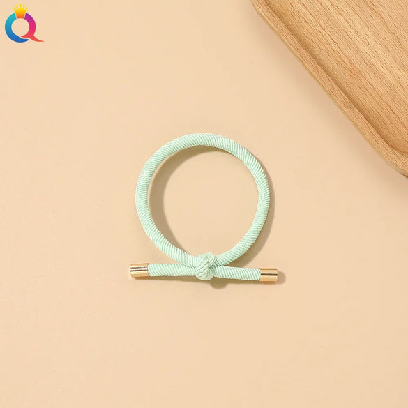 Simple Style Solid Color Rubber Band Metal Hair Tie 1 Piece