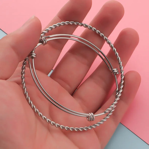 Simple Style Customization Laser Engraving Solid Color Stainless Steel Bangle In Bulk