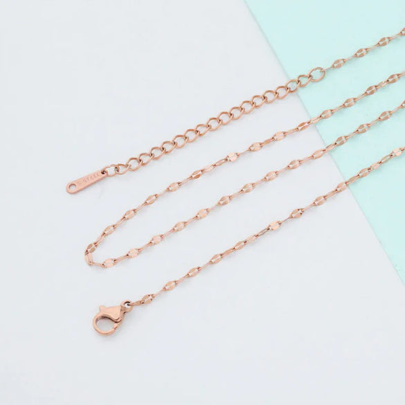 Wholesale Jewelry Simple Style Customization Laser Engraving Solid Color Stainless Steel 18K Gold Plated Necklace Cuban Link Chain