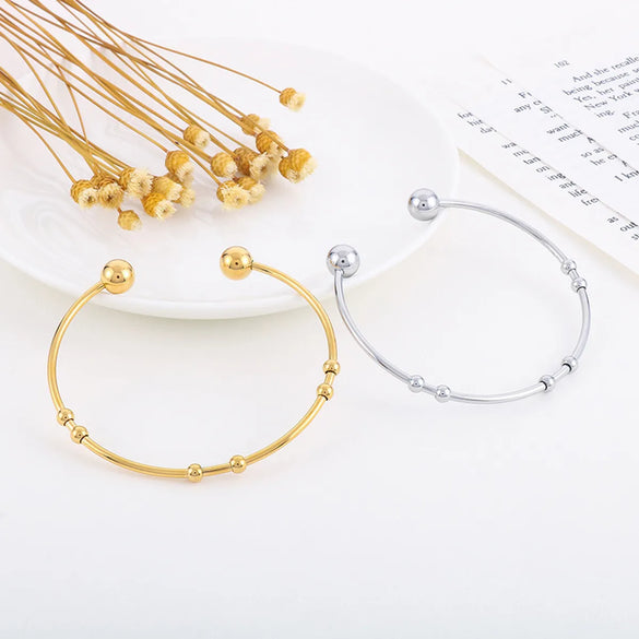 Simple Style Solid Color Stainless Steel 18K Gold Plated Bangle In Bulk