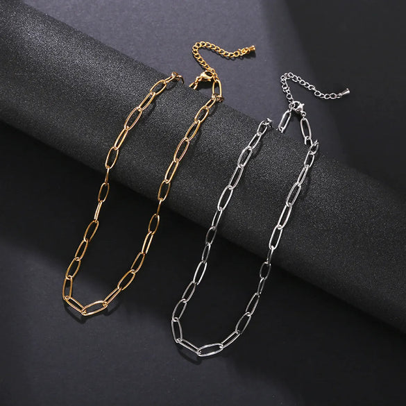 Simple Style Solid Color Stainless Steel Plating Chain Necklace