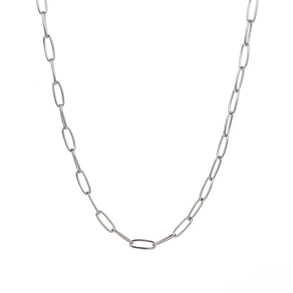 Simple Style Solid Color Stainless Steel Plating Chain Necklace