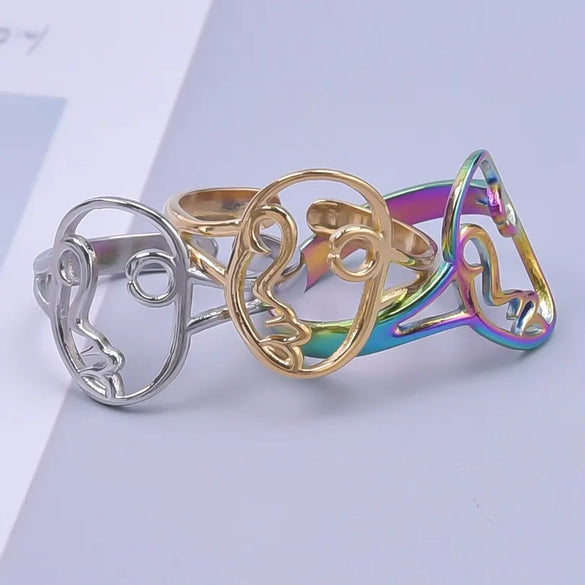 Wholesale Jewelry Simple Style Solid Color 304 Stainless Steel 18K Gold Plated Plating Rings