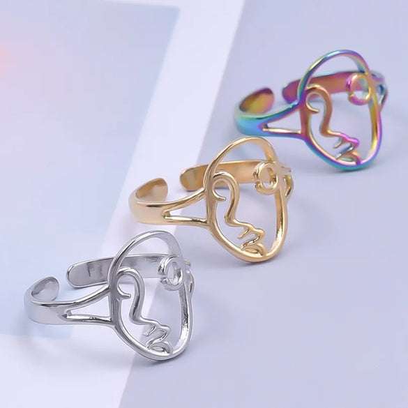 Wholesale Jewelry Simple Style Solid Color 304 Stainless Steel 18K Gold Plated Plating Rings