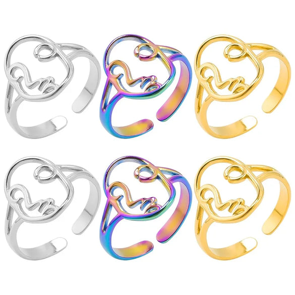 Wholesale Jewelry Simple Style Solid Color 304 Stainless Steel 18K Gold Plated Plating Rings