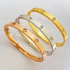 Simple Style Solid Color Stainless Steel Plating Inlay Artificial Gemstones Bangle