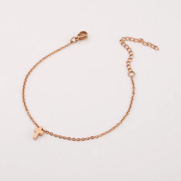Wholesale Jewelry Simple Style Customization Laser Engraving Solid Color Stainless Steel 18K Gold Plated Rose Gold Plated Anklet