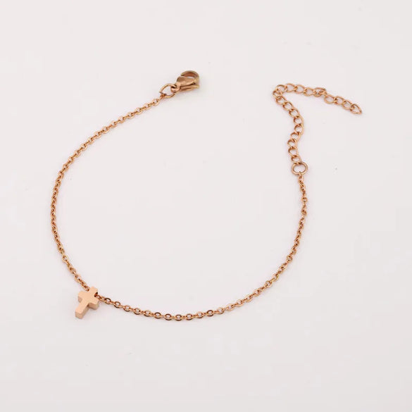 Wholesale Jewelry Simple Style Customization Laser Engraving Solid Color Stainless Steel 18K Gold Plated Rose Gold Plated Anklet