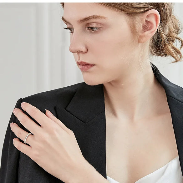 Foreign Trade Hot Sale European And American Personalized Moissanite Stackable Ring S925 Silver Accessories Niche Temperament Women'S Ring Wholesale