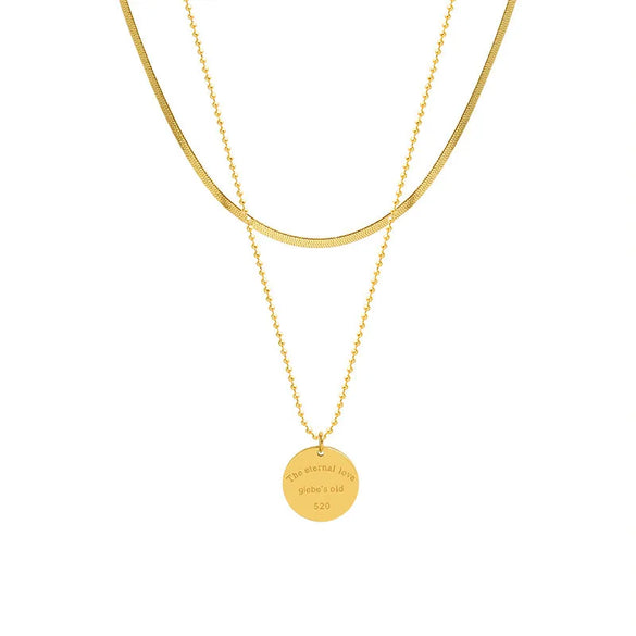 Simple Style Solid Color Titanium Steel 18k Gold Plated Pendant Necklace In Bulk