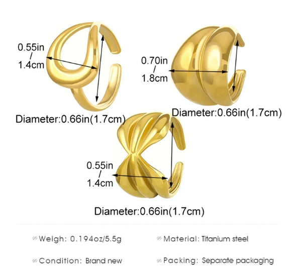 Wholesale Jewelry Simple Style Solid Color Titanium Steel No Inlay 18K Gold Plated Plating Rings