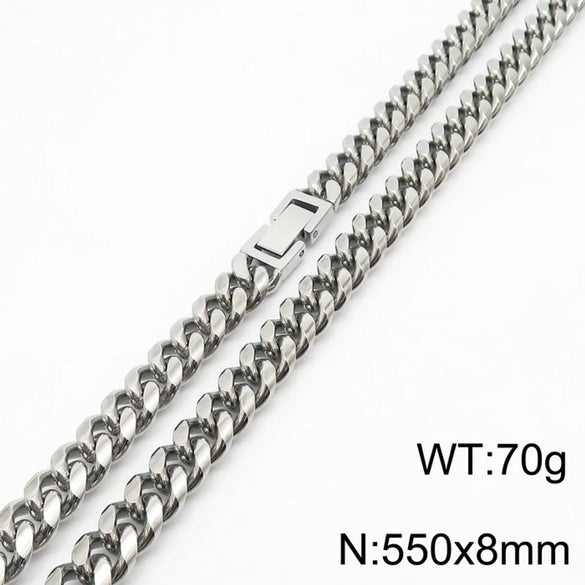 Simple Style Solid Color Titanium Steel Chain Men'S Necklace