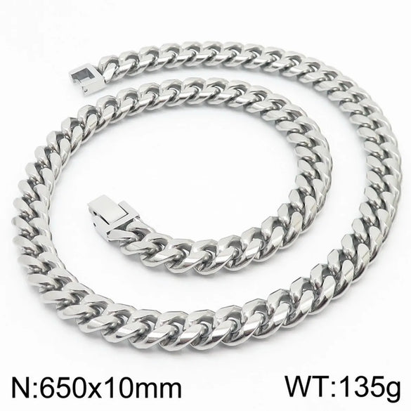 Simple Style Solid Color Titanium Steel Chain Men'S Necklace