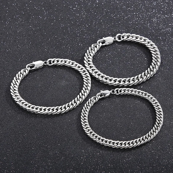 Simple Style Solid Color Titanium Steel Chain Unisex Bracelets