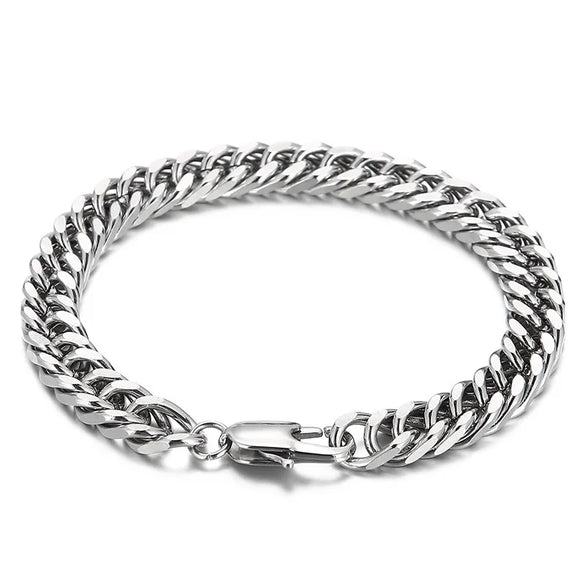 Simple Style Solid Color Titanium Steel Chain Unisex Bracelets