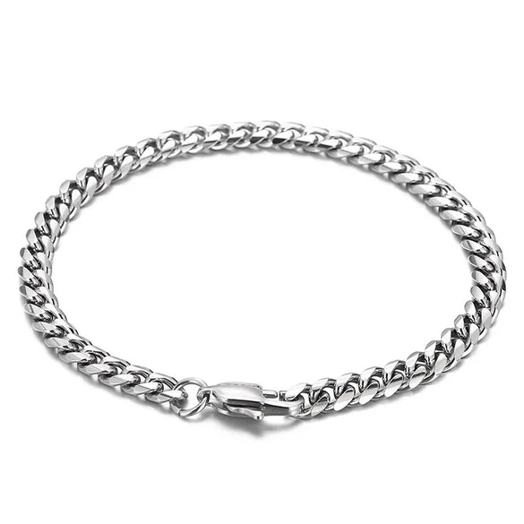 Simple Style Solid Color Titanium Steel Chain Unisex Bracelets