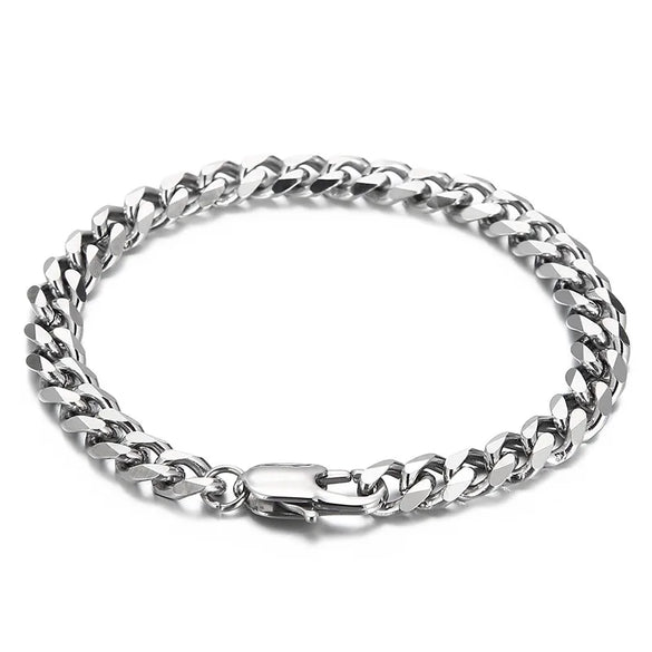 Simple Style Solid Color Titanium Steel Chain Unisex Bracelets