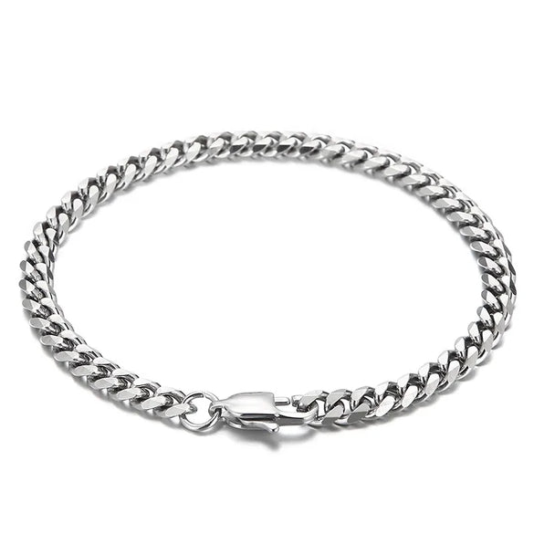 Simple Style Solid Color Titanium Steel Chain Unisex Bracelets