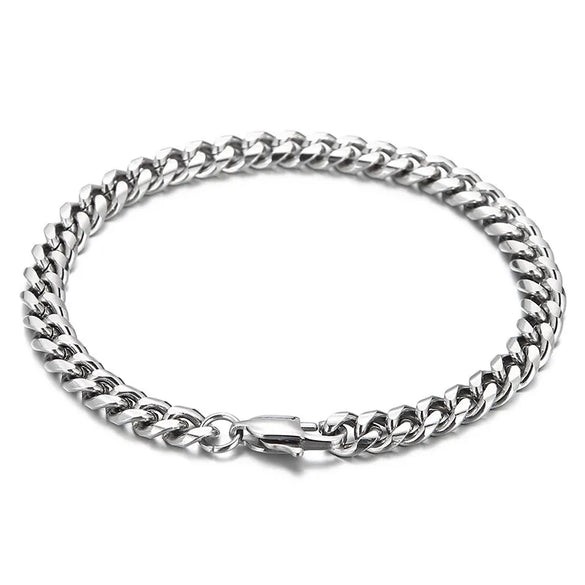 Simple Style Solid Color Titanium Steel Chain Unisex Bracelets