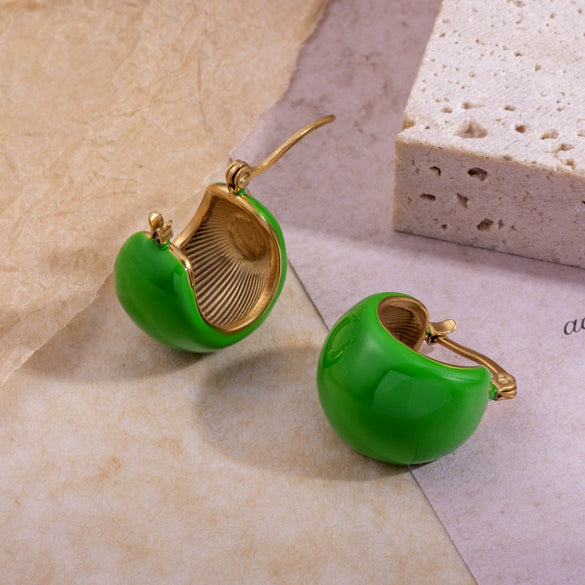 Simple Style Solid Color Titanium Steel Electroplated Smooth Women's Earrings