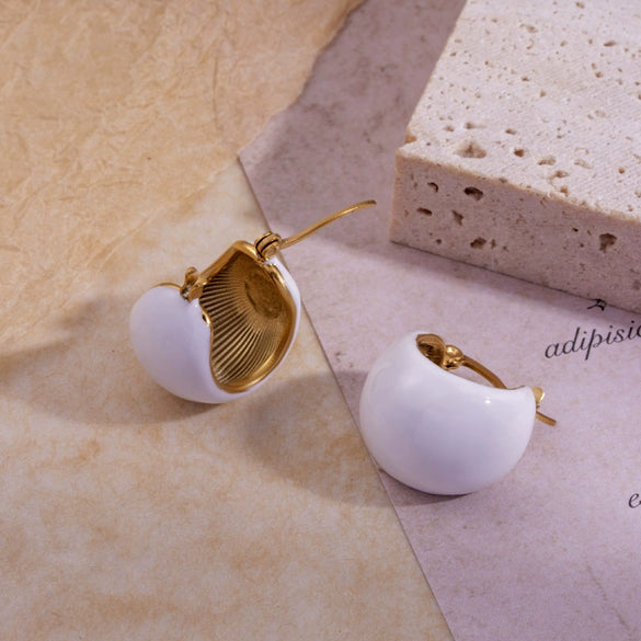 Simple Style Solid Color Titanium Steel Electroplated Smooth Women's Earrings