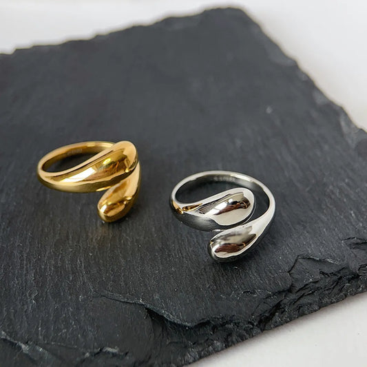 Simple Style Solid Color Stainless Steel Plating Gold Plated Rings