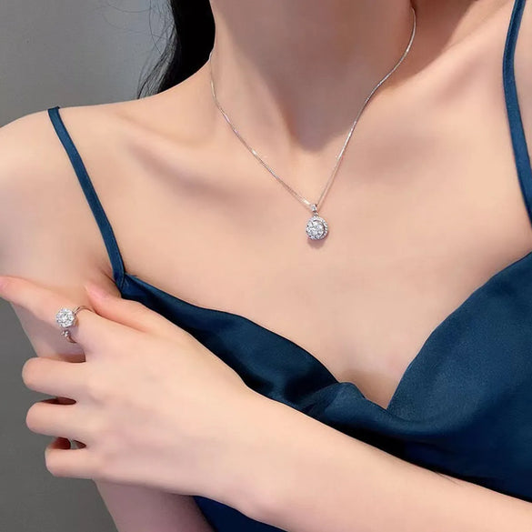 Simple Style Solid Color Titanium Steel Inlay Zircon Rings Earrings Necklace