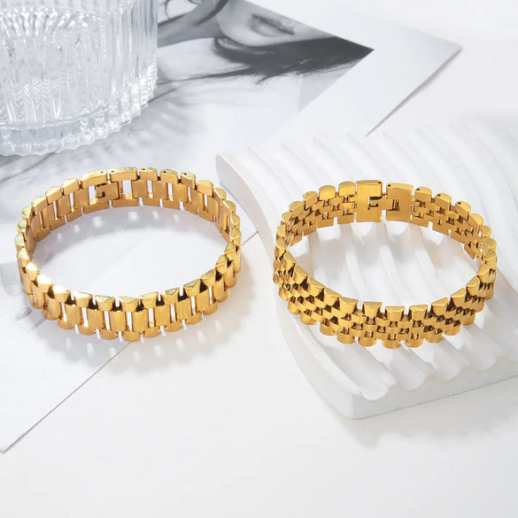 Simple Style Solid Color Titanium Steel Plating 18k Gold Plated Men'S Bangle