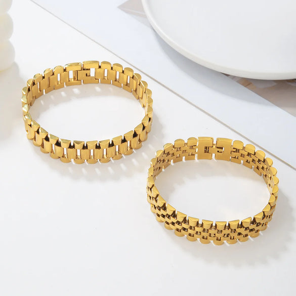 Simple Style Solid Color Titanium Steel Plating 18k Gold Plated Men'S Bangle