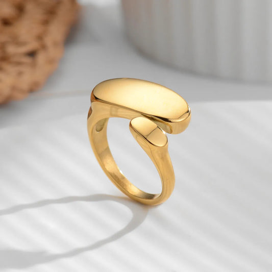 Simple Style Solid Color Stainless Steel Plating 18k Gold Plated Open Rings
