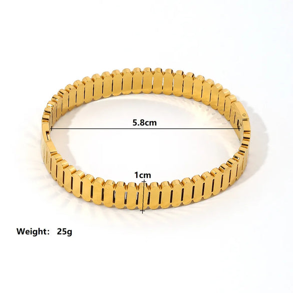 Simple Style Solid Color 304 Stainless Steel 18K Gold Plated Zircon Bangle In Bulk