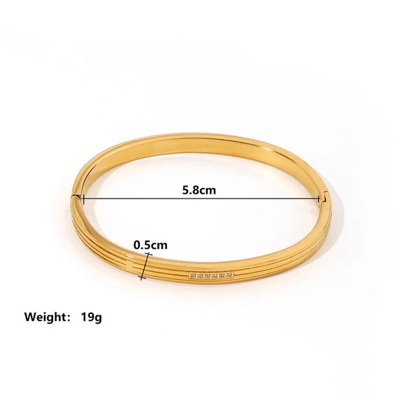 Simple Style Solid Color 304 Stainless Steel 18K Gold Plated Zircon Bangle In Bulk