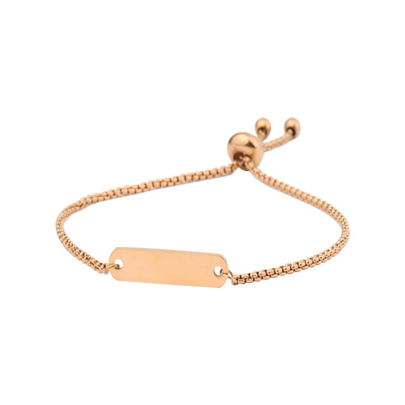 Simple Style Customization Laser Engraving Solid Color Titanium Steel 18K Gold Plated Bracelets In Bulk