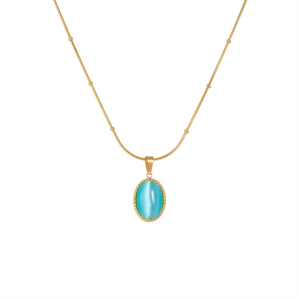 Titanium Steel 18K Gold Plated Simple Style Plating Solid Color Acrylic Pendant Necklace