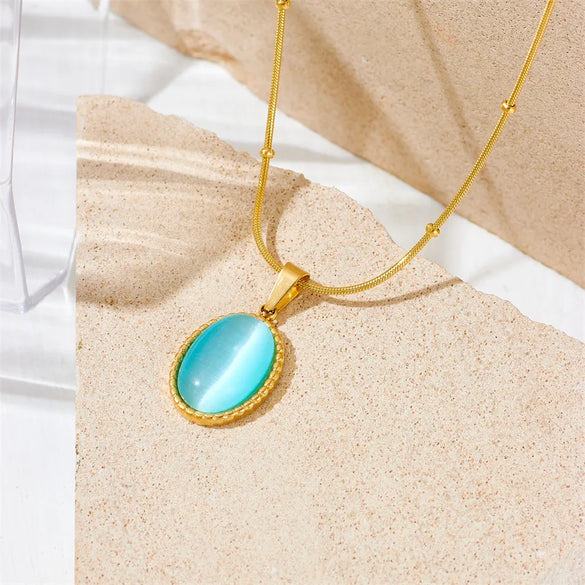 Titanium Steel 18K Gold Plated Simple Style Plating Solid Color Acrylic Pendant Necklace