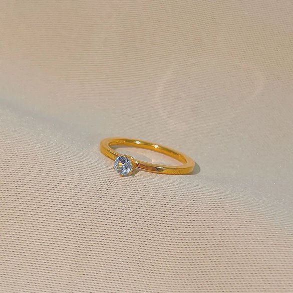 Simple Style Solid Color Titanium Steel Plating Inlay Zircon Rings