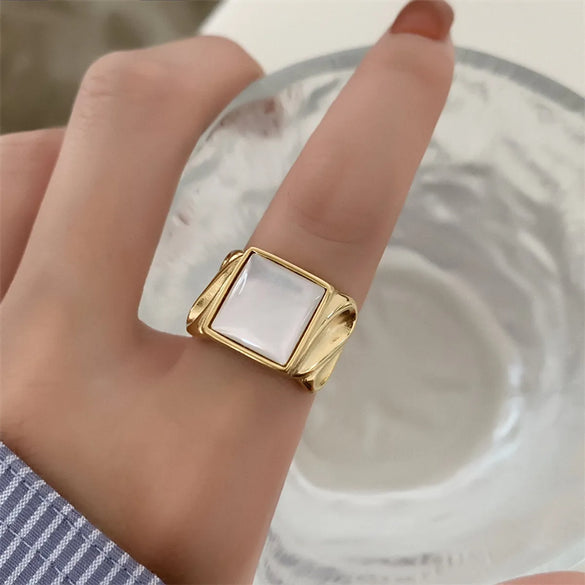 Simple Style Square Stainless Steel Plating 18k Gold Plated Rings