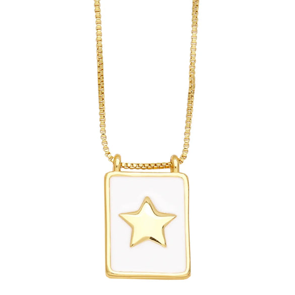 Simple Style Square Star Moon Copper 18k Gold Plated Pendant Necklace In Bulk